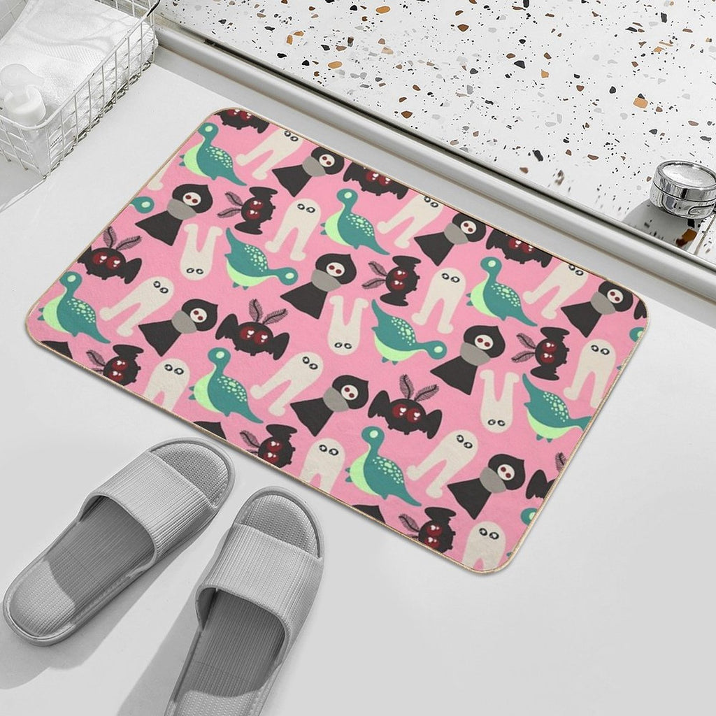 Cute Cryptids (pink)  Rapid-Drying Bath Mat