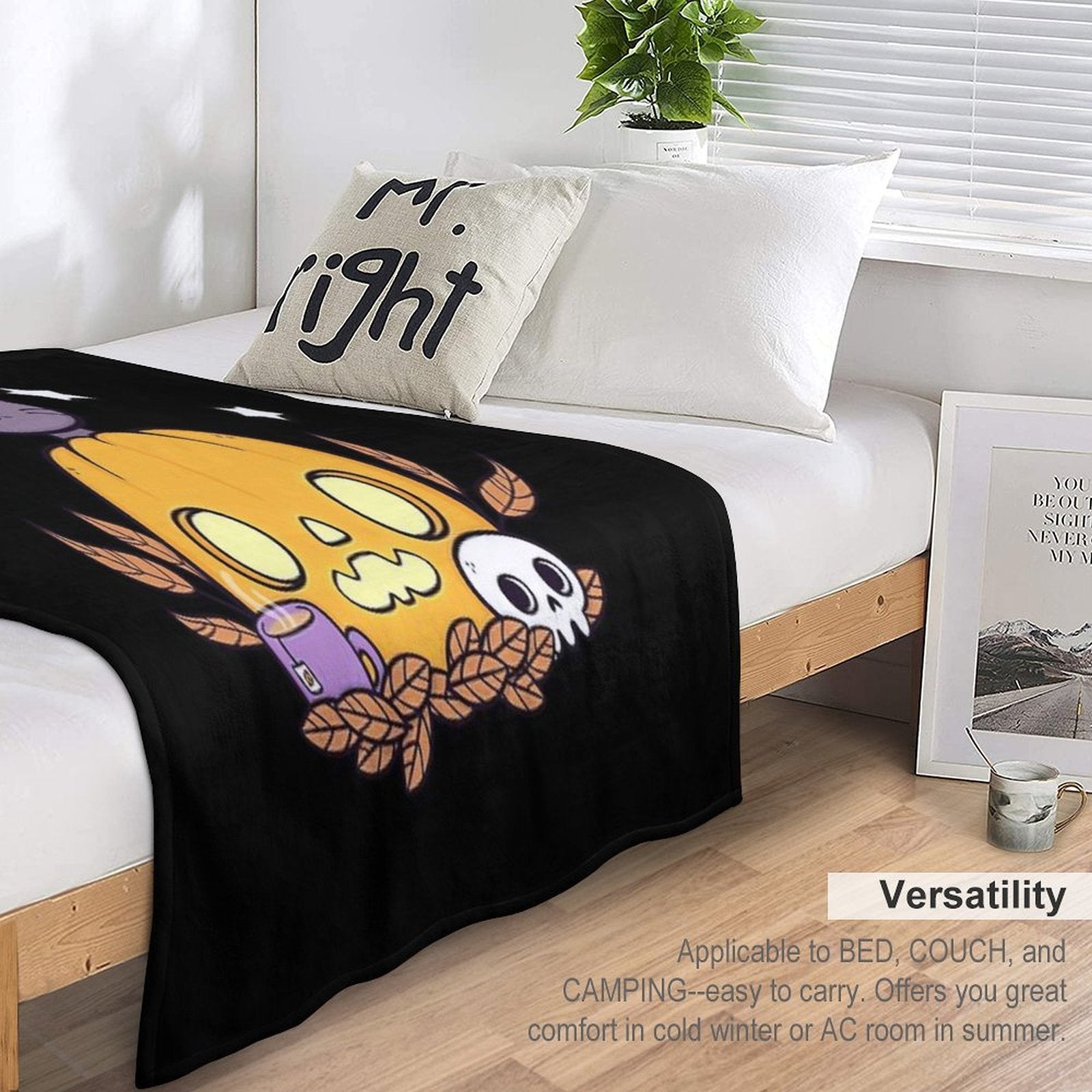 Pumpkin Cats Son  Black  Nikury Eco-conscious Throw Blanket