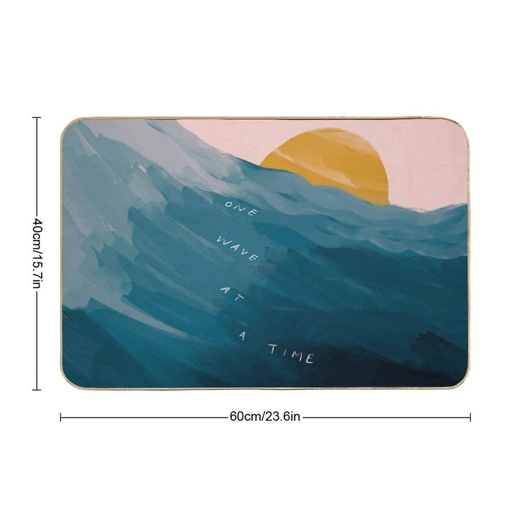 One Wave At A Time - Abstract Art - Inspirational Quote with Ocean, Sea Inspired - Morgan Harper Nichols  Anti-Trip Bath Mat