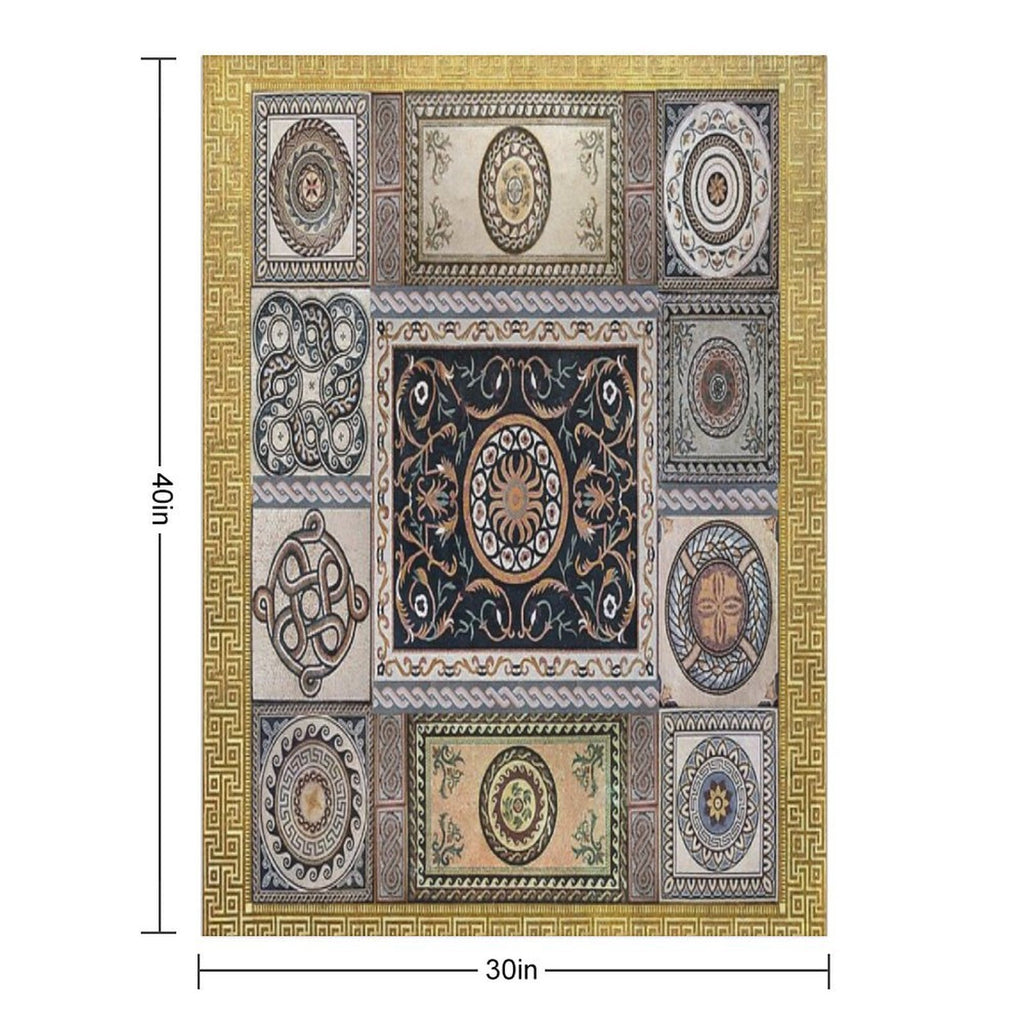 Roman Mosaic - Gold Easy Care Throw Blanket