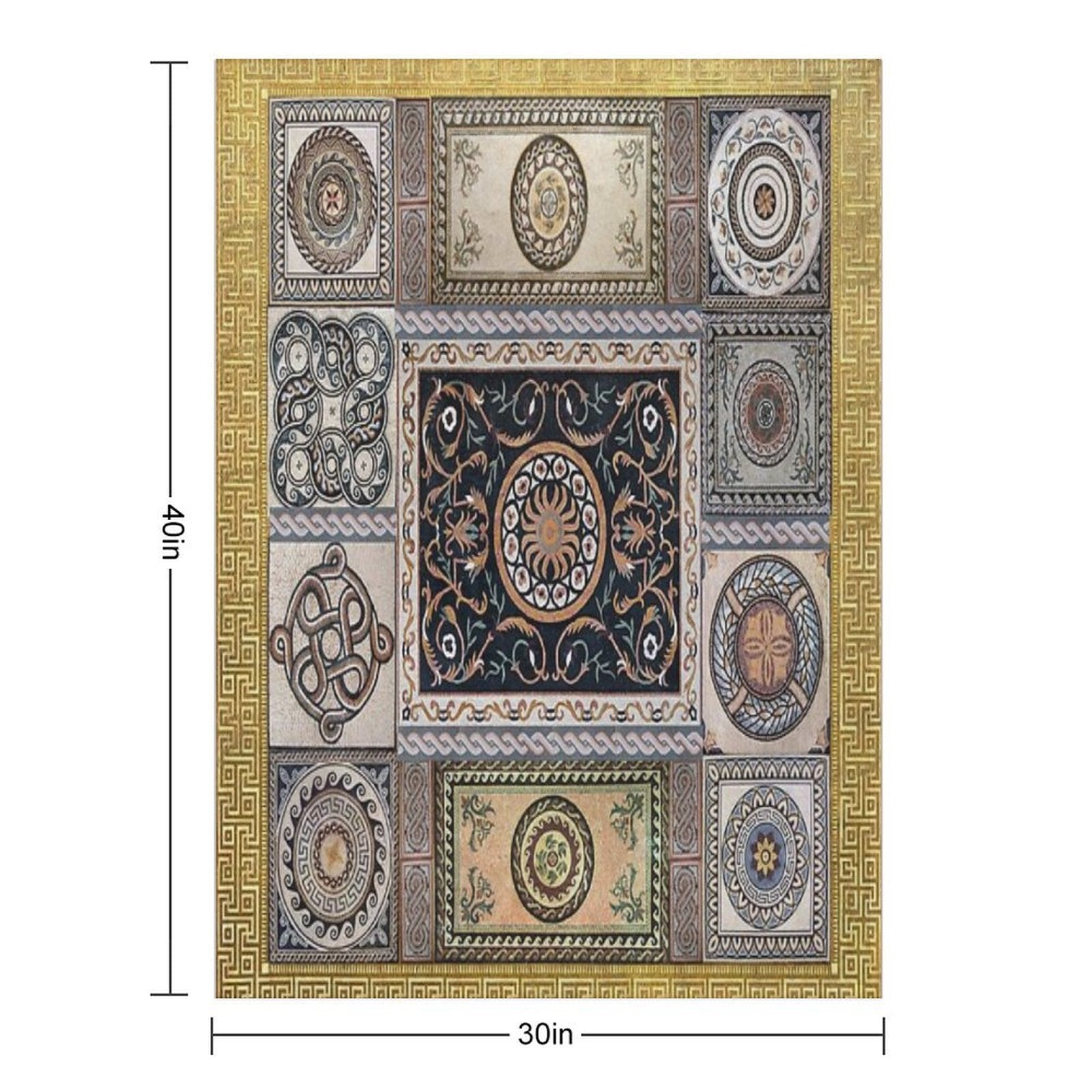 Roman Mosaic - Gold Easy Care Throw Blanket
