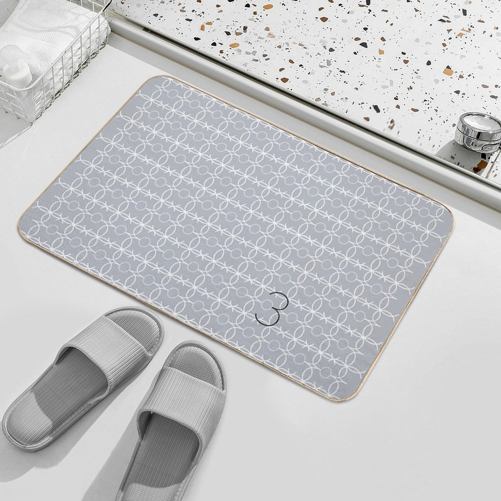 Trellis Pattern No.3 Grey  Stain-Proof Bath Mat