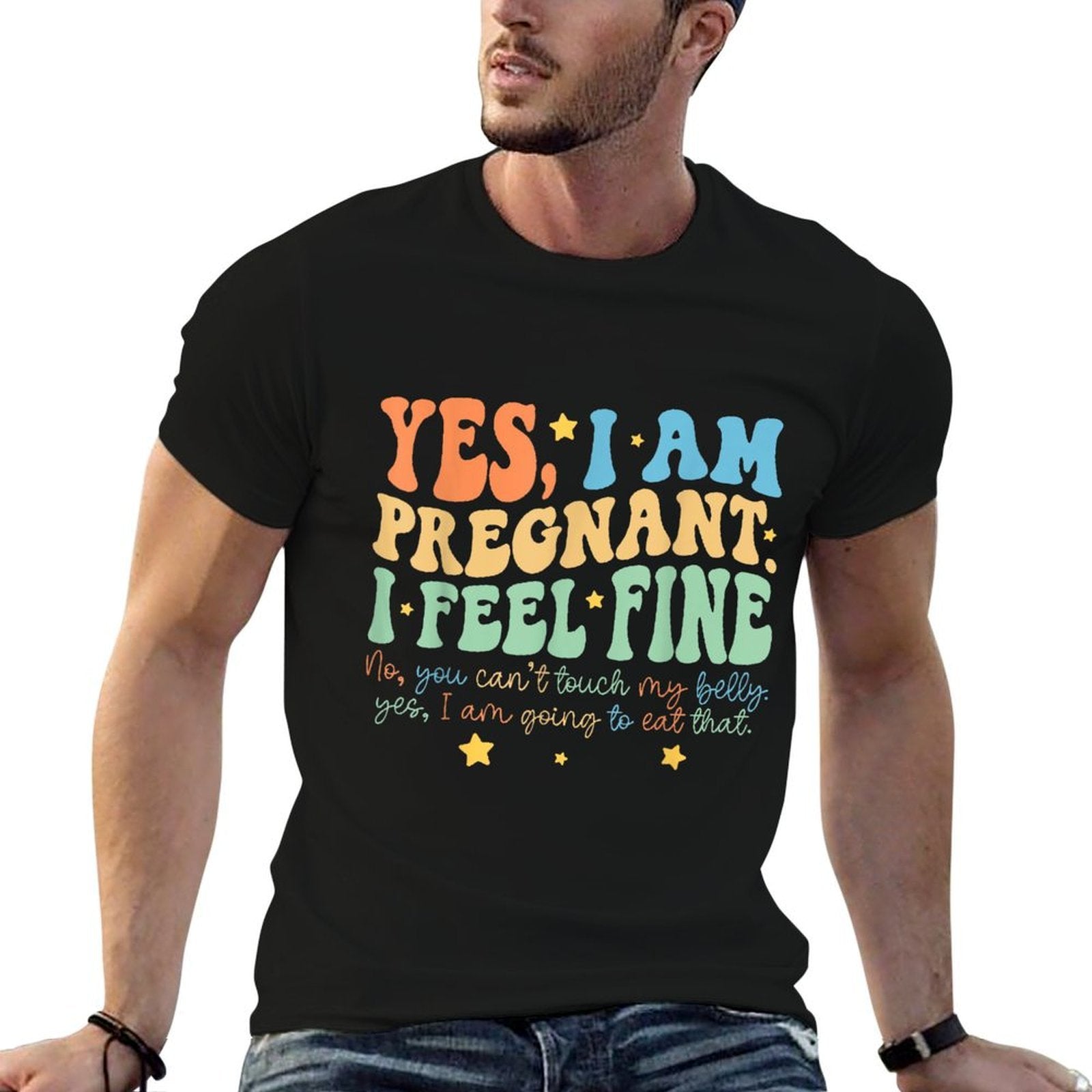 Yes Im Pregnant Dont Touch My Belly Funny Pregnancy New Mom  Lightweight T-Shirt