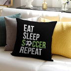 Eat Sleep Soccer Repeat Vintage Soft Skin-Friendly Throw Pillow