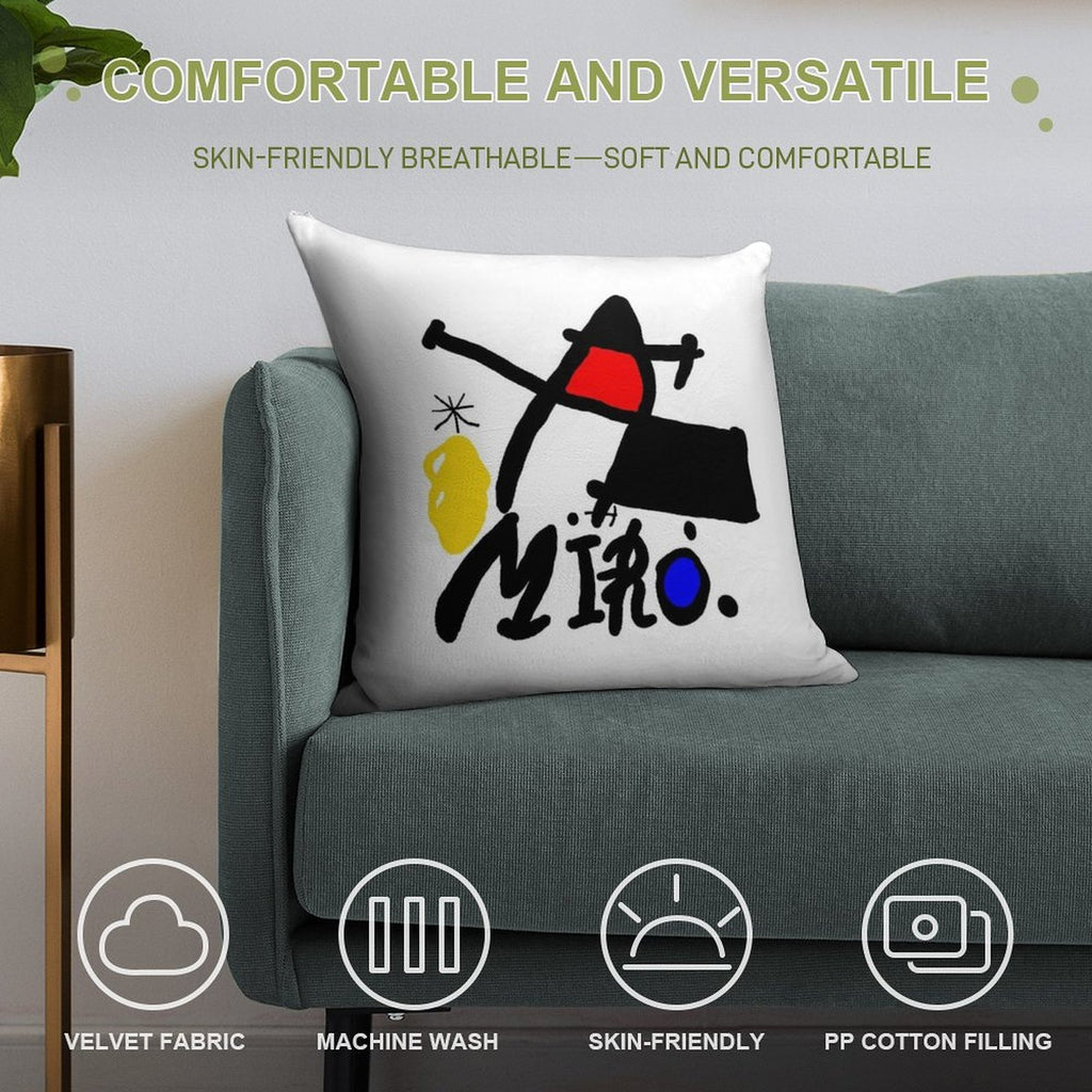 Joan Miro Abstract Painting Digital Recreation Soft Ultra-Soft Texture Throw Pillow