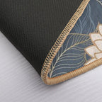 Floral Aesthetic in Navy, Ivory And Gold Durable Bath Mat