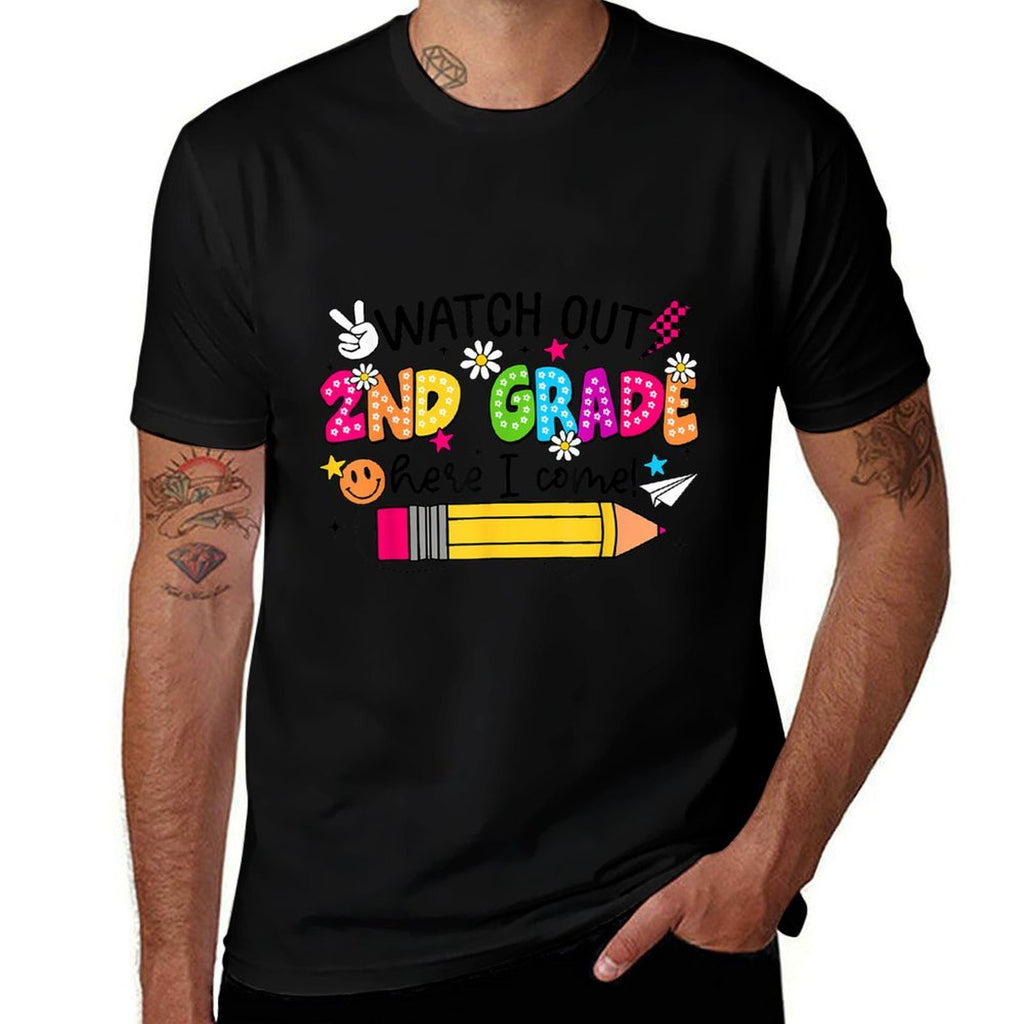 Watch Out Second Grade Here I Come 2nd Grade Back To School  Heathered Texture T-Shirt