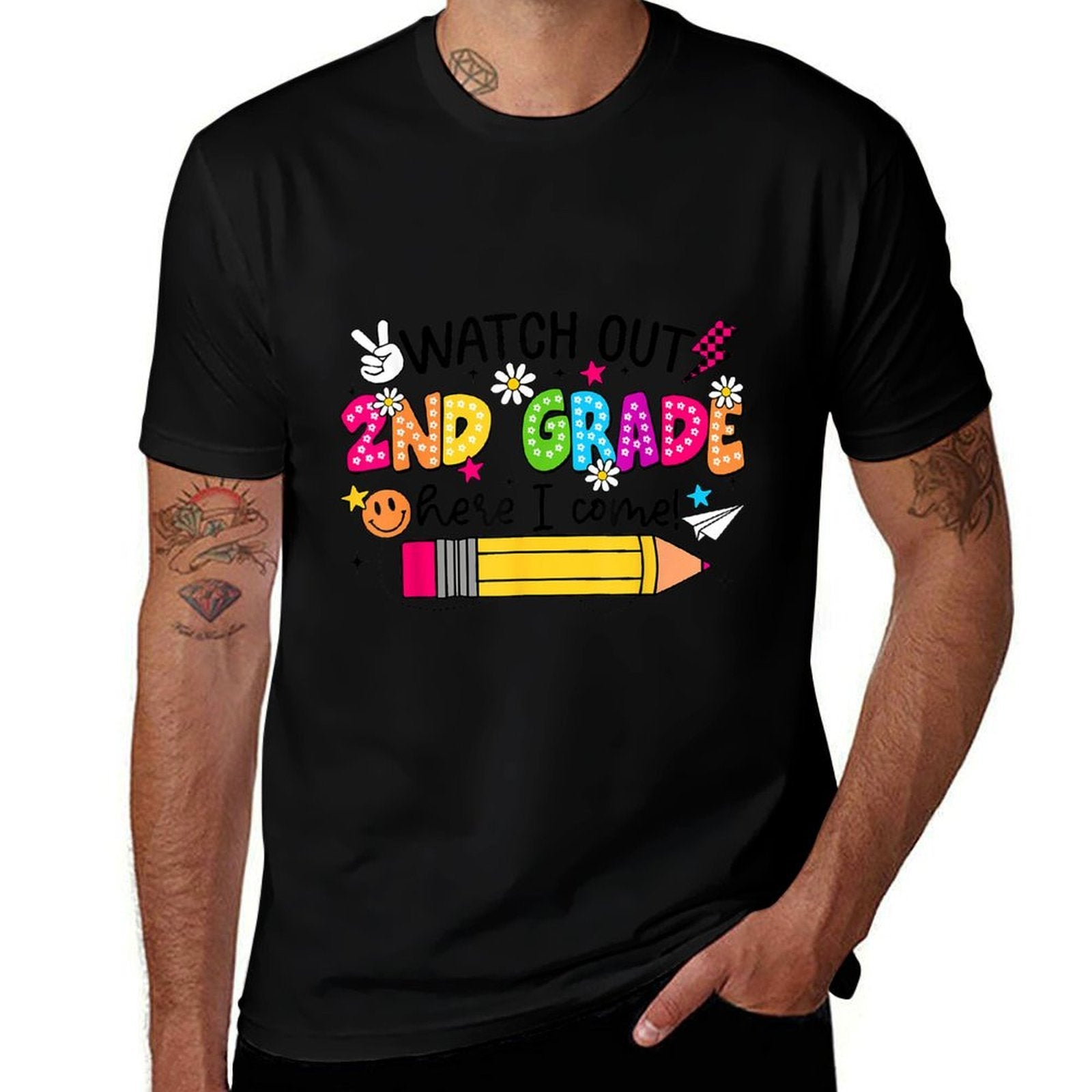 Watch Out Second Grade Here I Come 2nd Grade Back To School  Heathered Texture T-Shirt