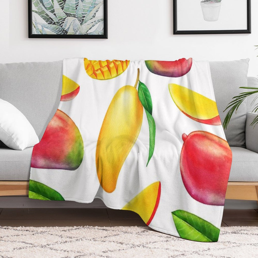 Hand-painted Watercolor Mango Velvety-soft Throw Blanket