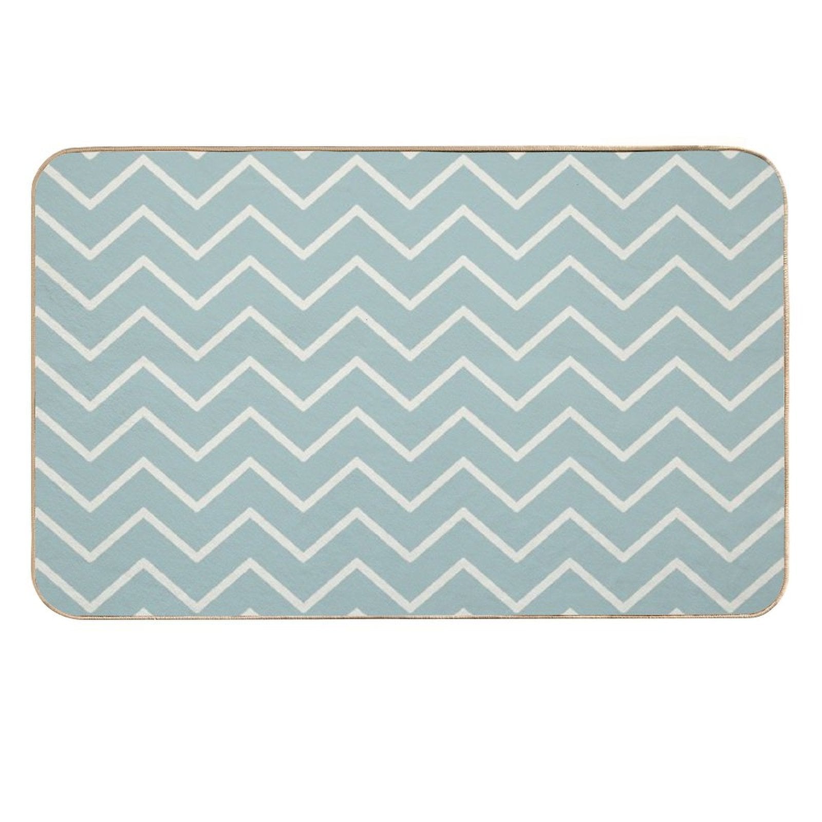 A Beautiful Geometric Aqua  Cream-pattern Durable Bath Mat
