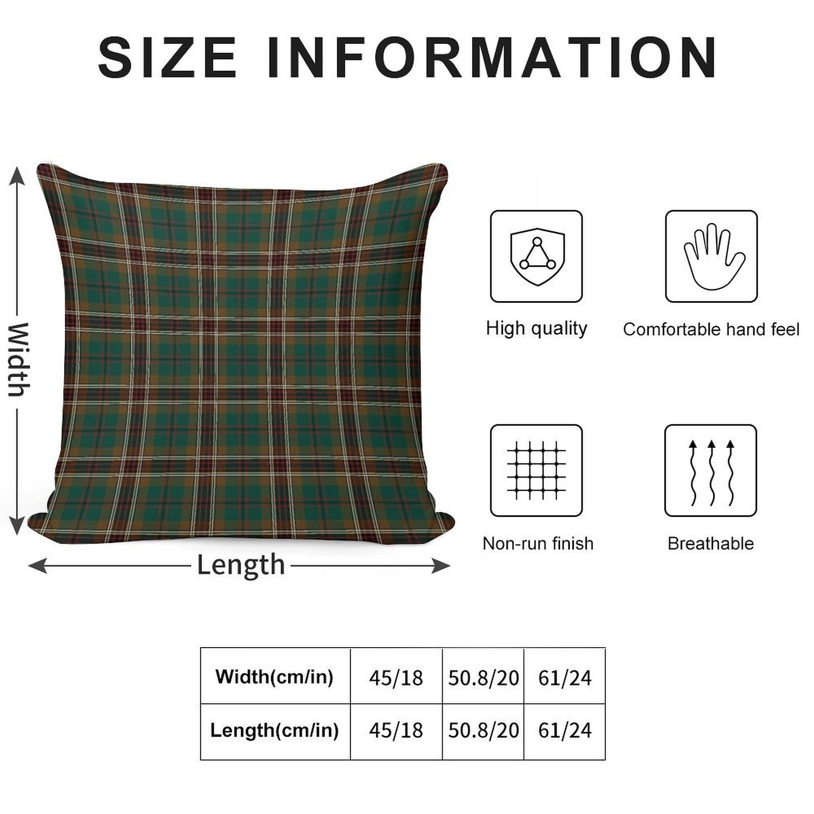Murphy Tartan Classic Irish Plaid Soft Shrink-Resistant Throw Pillow