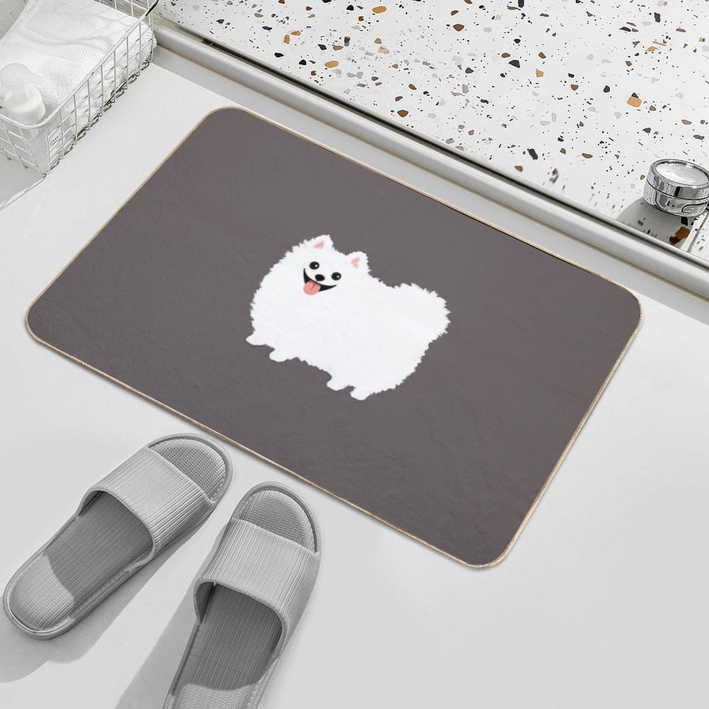 Fluffy White Pomeranian  Multi-Purpose Bath Mat