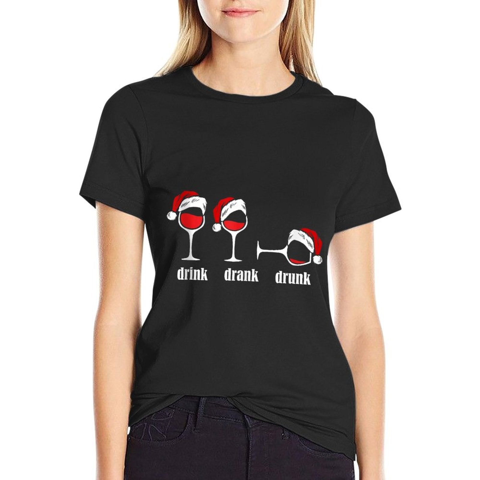 Drink Drank Drunk Wine Glasses Wine Lover Christmas  Lightweight T-Shirt