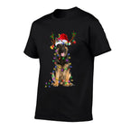 German Shepherd Dog Tree Christmas Lights Dog Lover Pajama  Summer-ready Fabric T-Shirt
