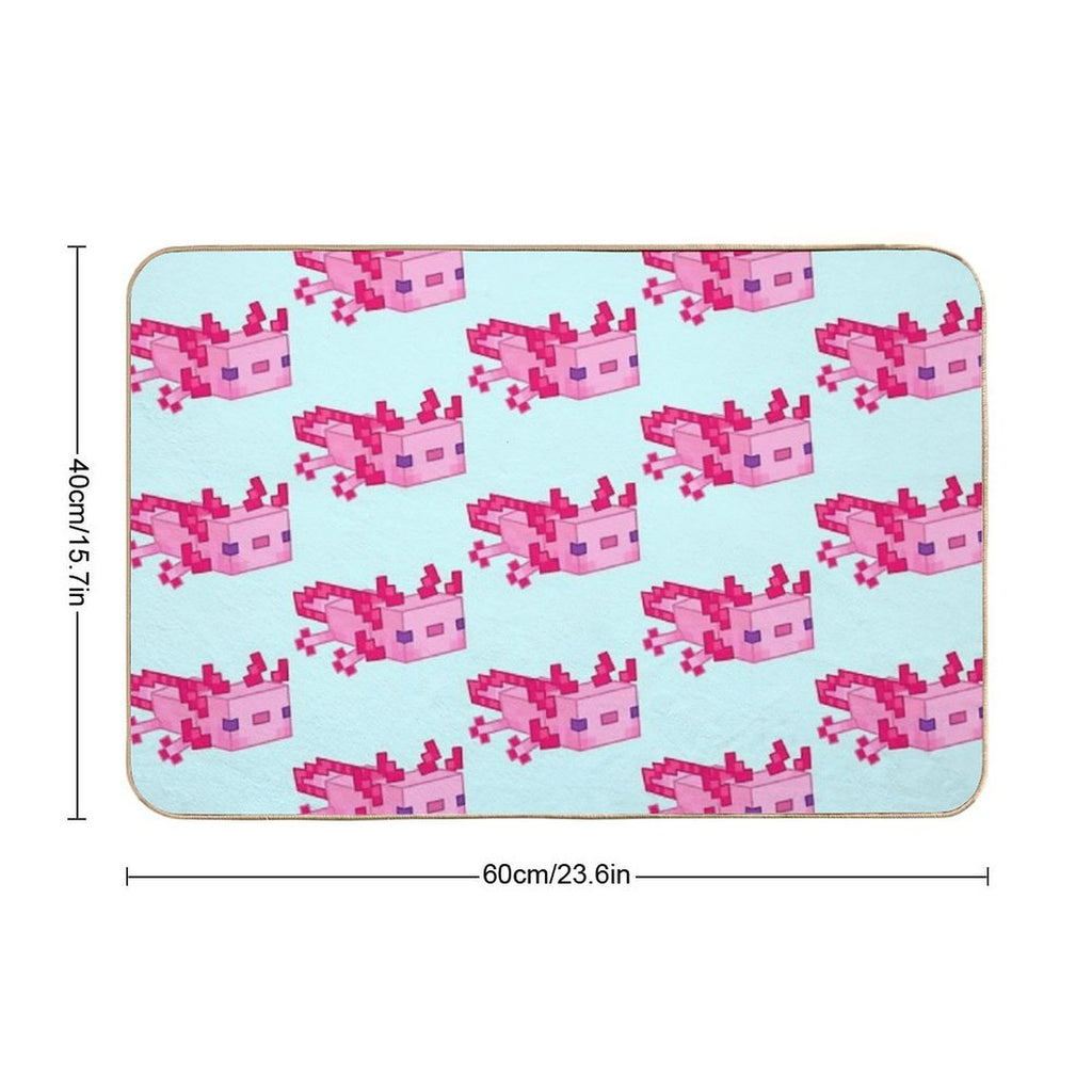Minecraft Pink Axolotl  Dirt-Trapping Bath Mat