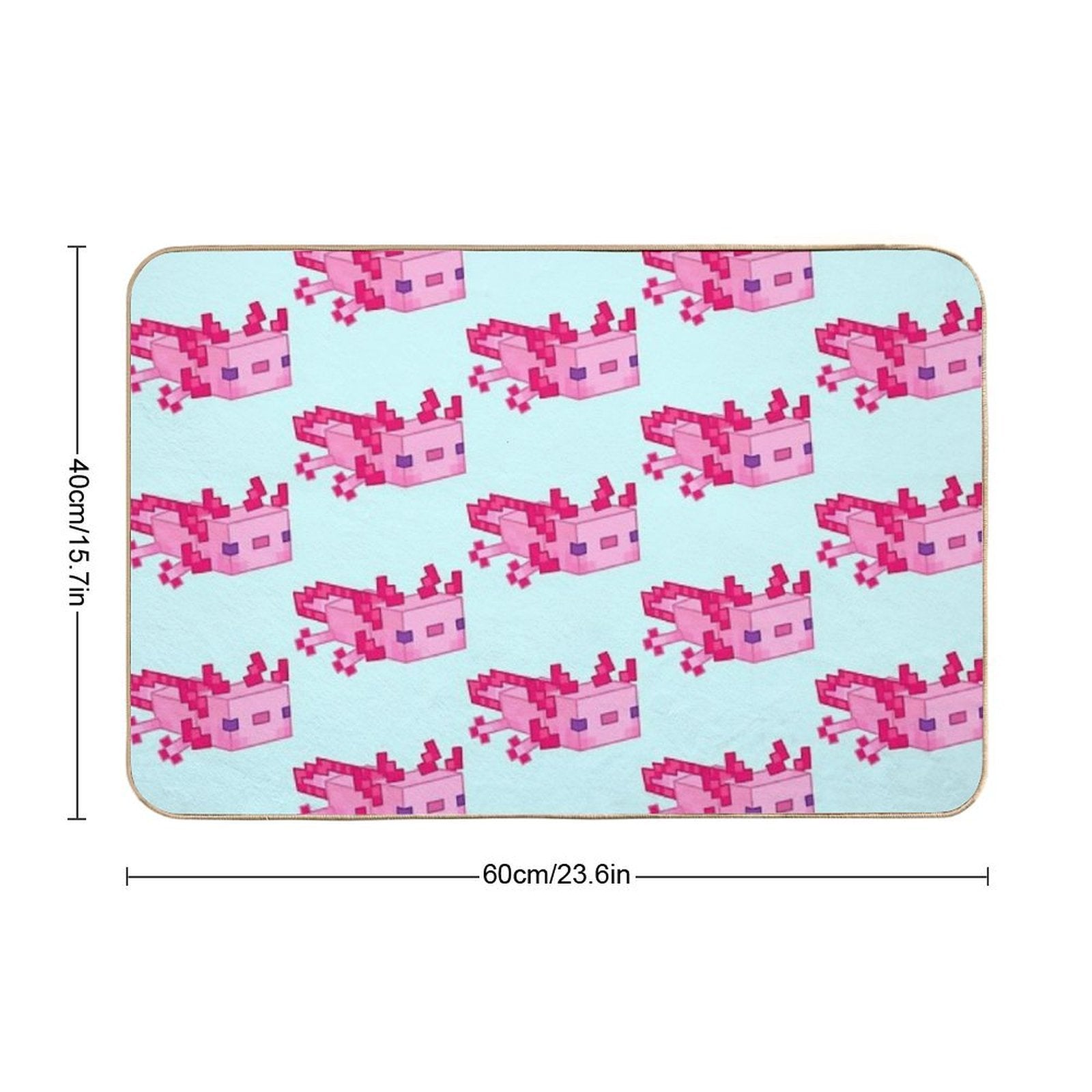 Minecraft Pink Axolotl  Dirt-Trapping Bath Mat