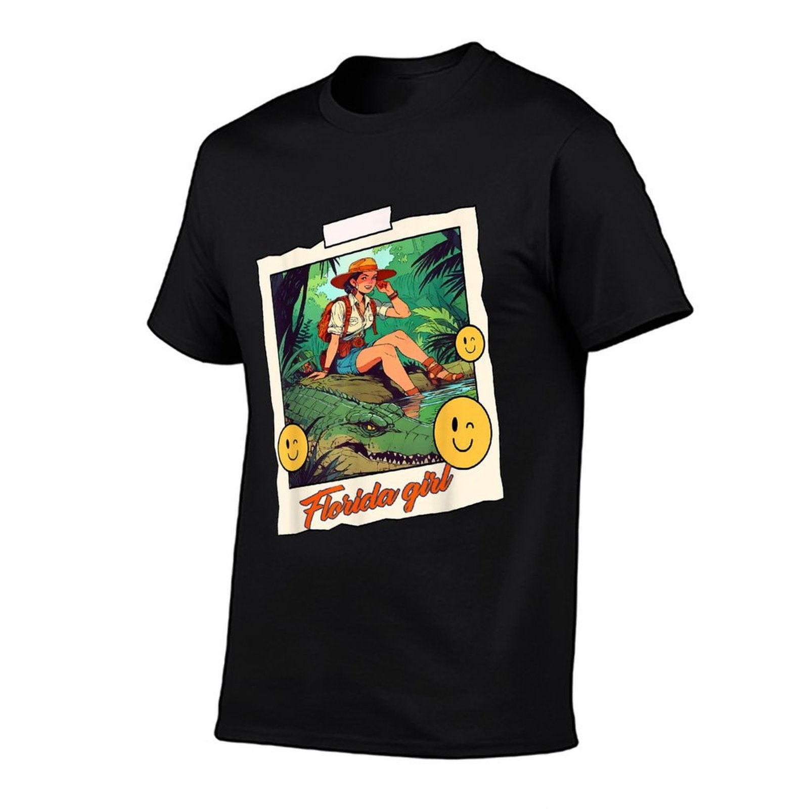 Girl Riding Alligator  Weird Funny Florida Crocodile Meme  Moisture-wicking T-Shirt