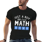 Just A Boy Who Loves Math Algebra Funny Mathematics  Rolled Sleeves T-Shirt