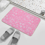 Floral Geometric Outlines on Pink  Dirt-Trapping Bath Mat