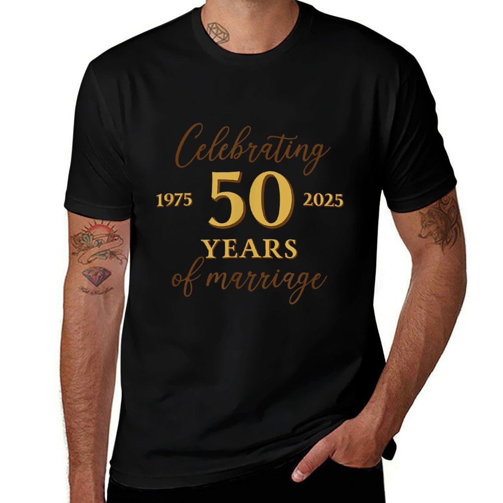 Funny 50 Years of Marriage 1975 50th Wedding Anniversary  Summer-ready Fabric T-Shirt