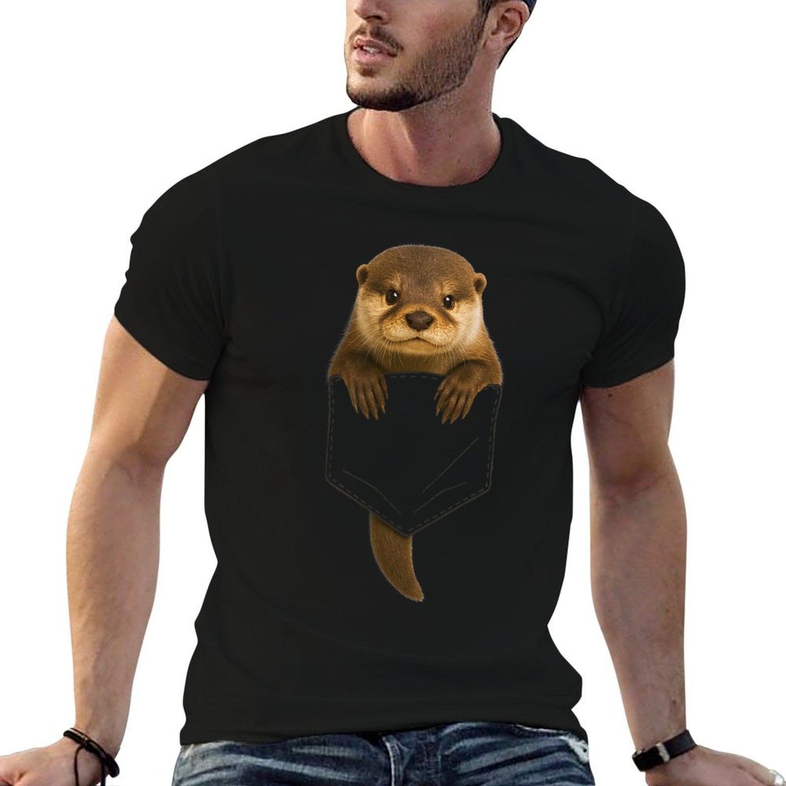 Cute Otter Pocket Funny Gifts For Men Women Kid Otter Lovers  Odor-resistant T-Shirt