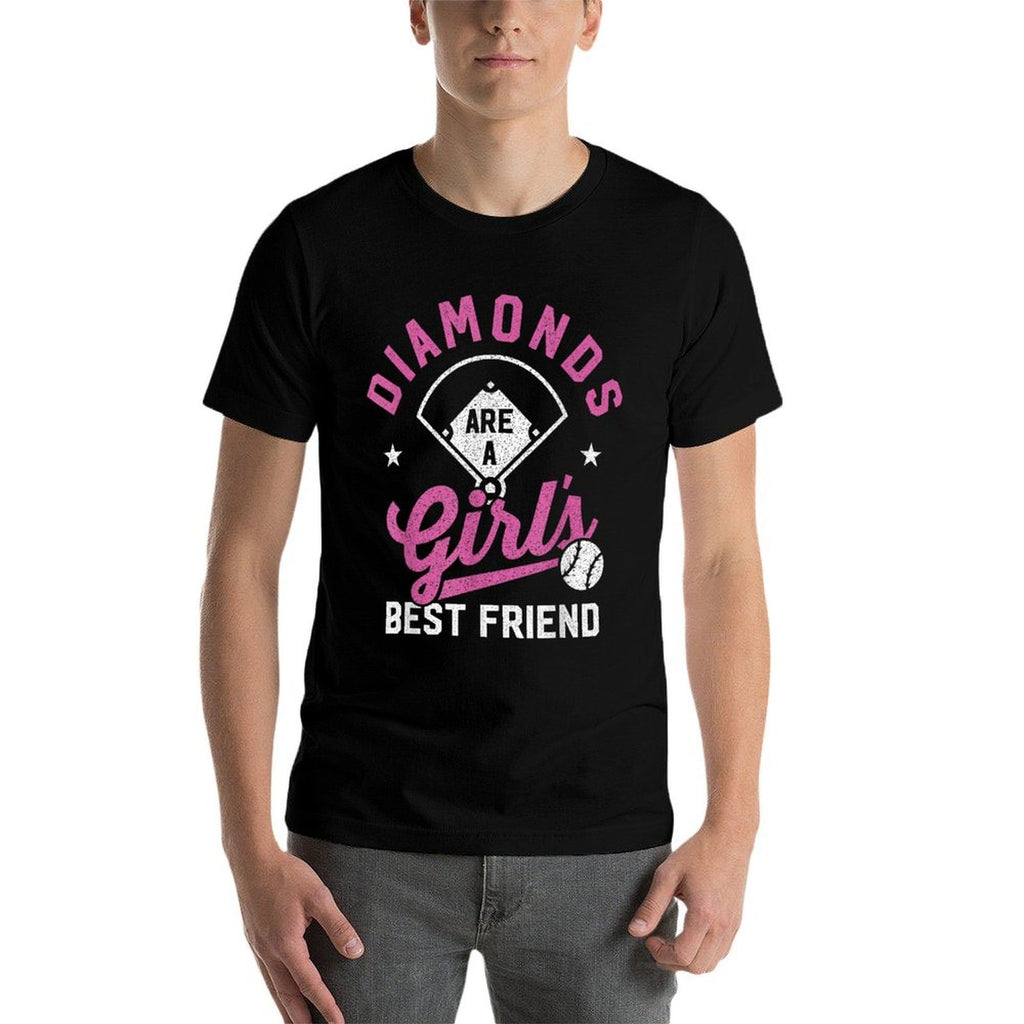 Diamonds Are A Girls Best Friend Baseball Softball  Tagless Design T-Shirt