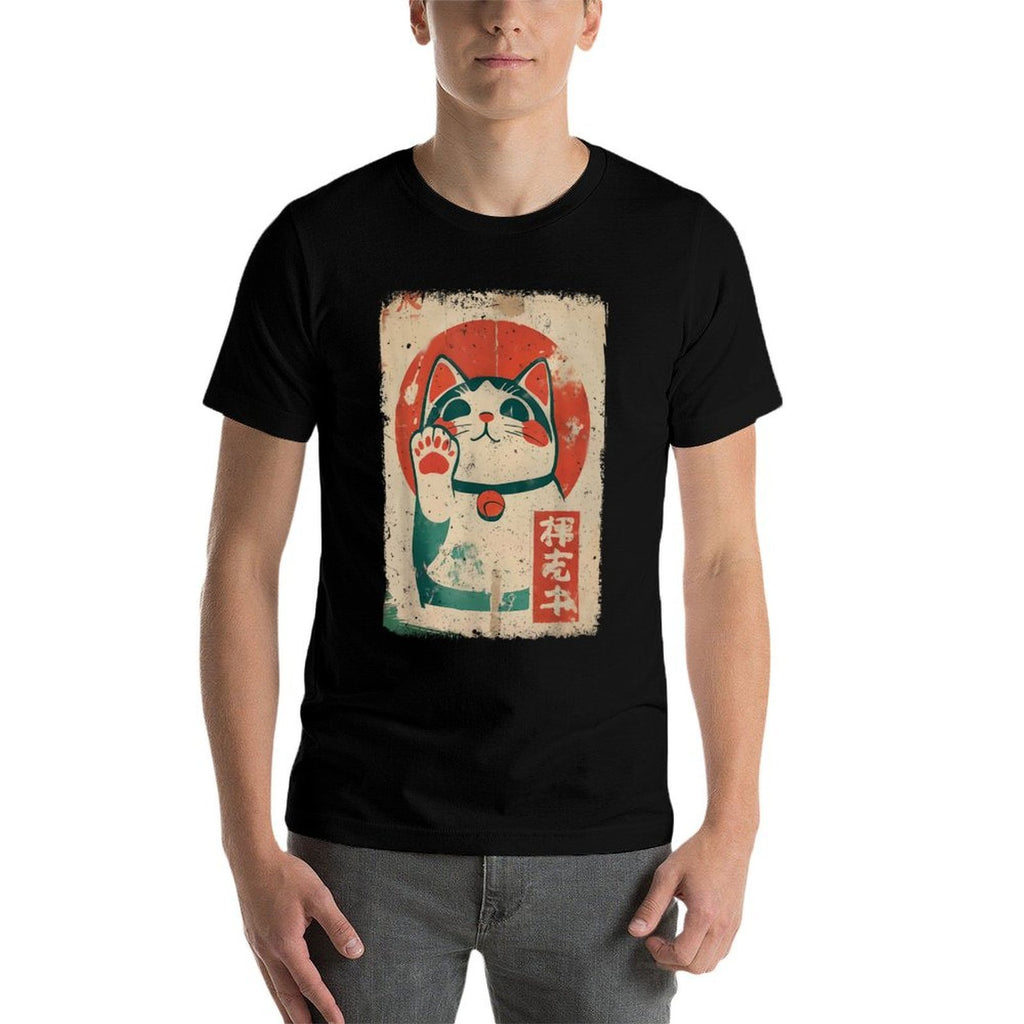 Maneki Cat Japanese Lucky Neko Graphic Kawaii Cats Anime  Affordable Price T-Shirt