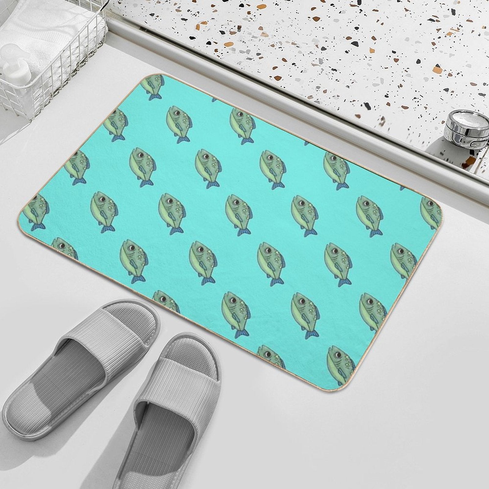 Blue Fishy  Odorless Bath Mat