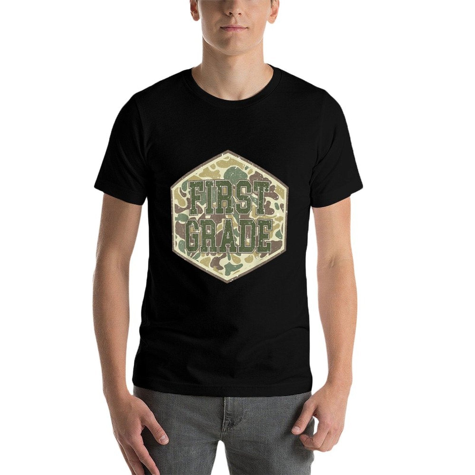 Retro Back to School Boys Old Camo First Grade  Odor-resistant T-Shirt