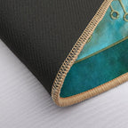 Stained Glass Watercolor Marble Mineral Design Turquoise Teal Gold  Eco-Friendly Bath Mat