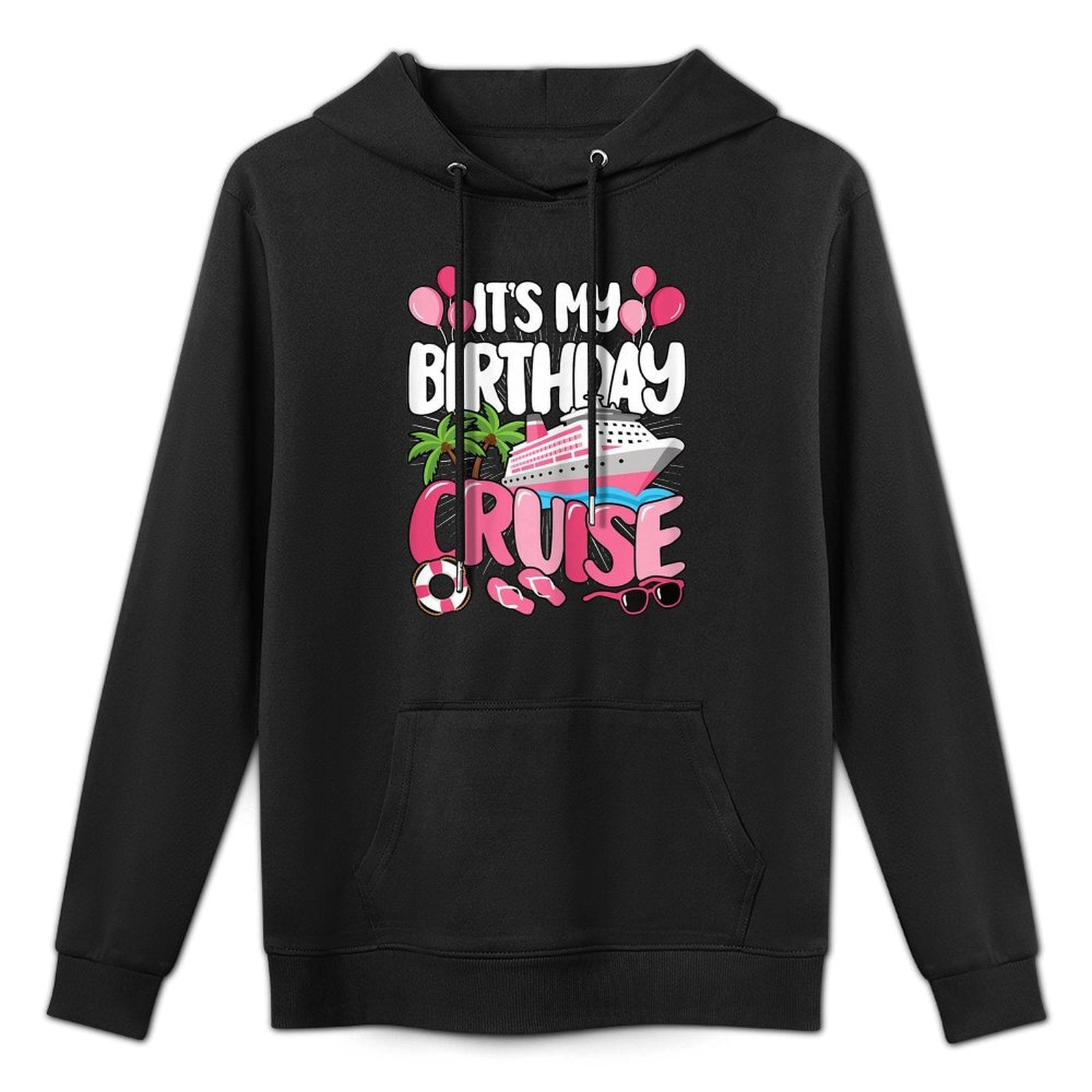 Its My Birthday Cruise Cute Pink Sea Trip Women Girls Kids Relaxed Fit Hoodie