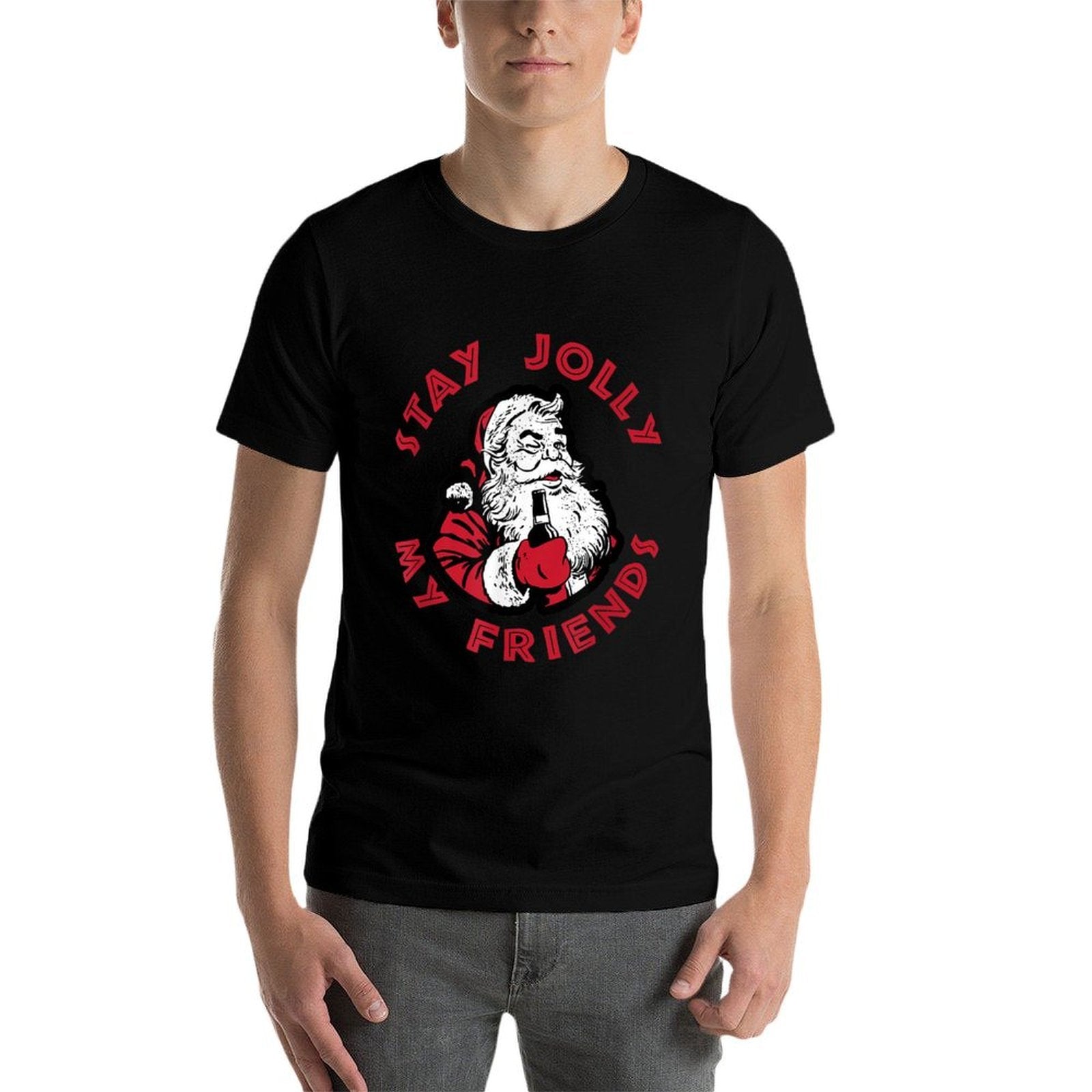 Stay Jolly My Friends Apparel Merry Christmas Santa Drunk  Vintage-inspired T-Shirt