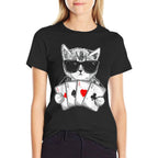Cat Play Poker Gambling Casino Dealer Poker Player Gambler  Easy-care T-Shirt