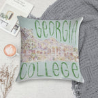 Georgia College Watercolor Sketch Soft Durable Construction Throw Pillow