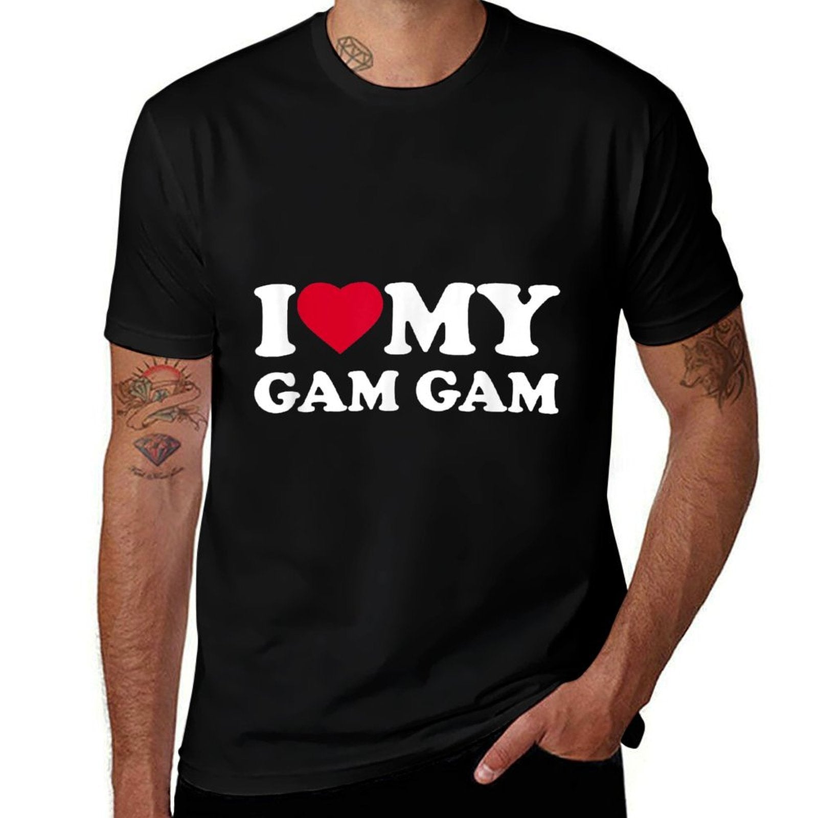 I Love My Gam-Gam I Heart Family Grandma GamGam  Fade-proof Color T-Shirt