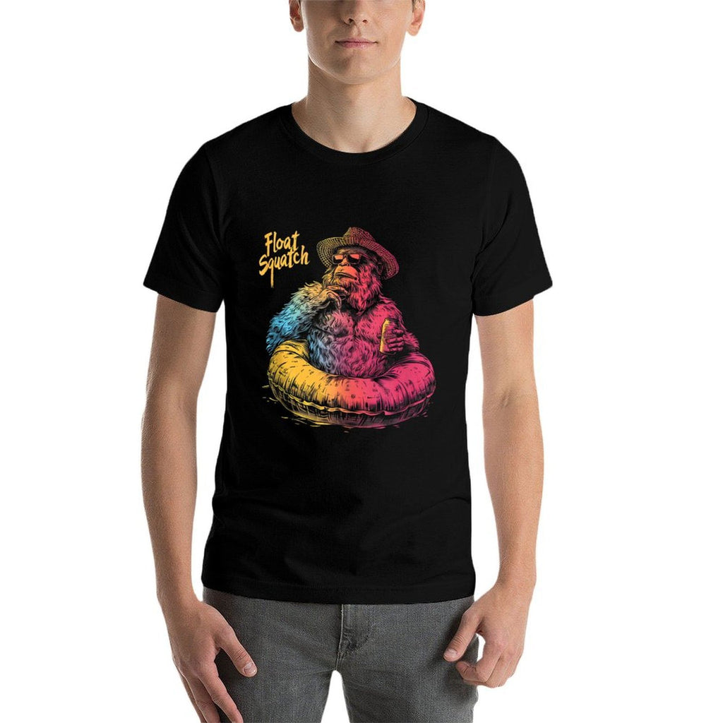 Funny Bigfoot Or Sasquatch Summer Float Trip River Tubing  Tagless Design T-Shirt