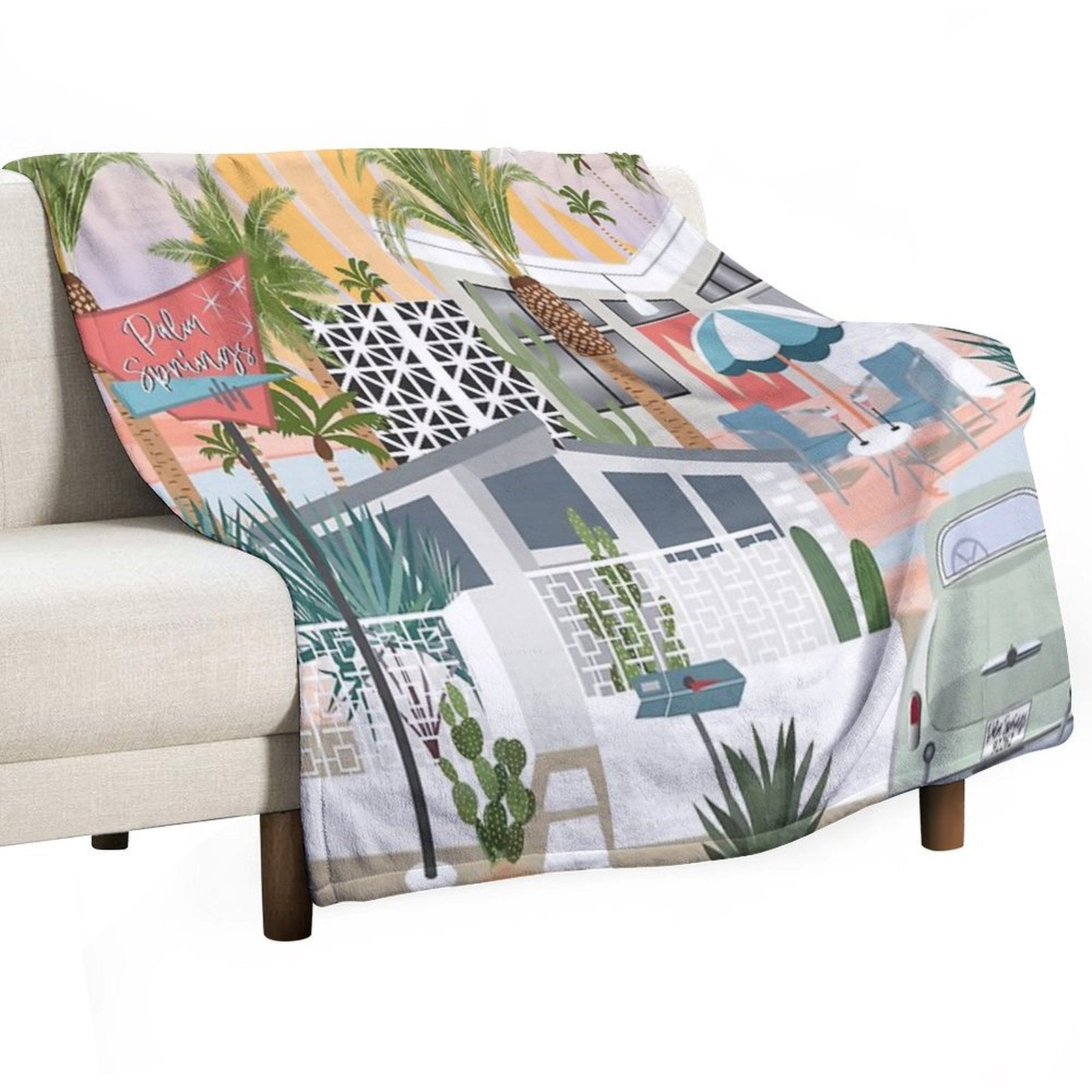 Retro Palm Springs II Easy Care Throw Blanket