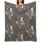 Opossum And A Racoon Playing Instruments Easy Care Throw Blanket