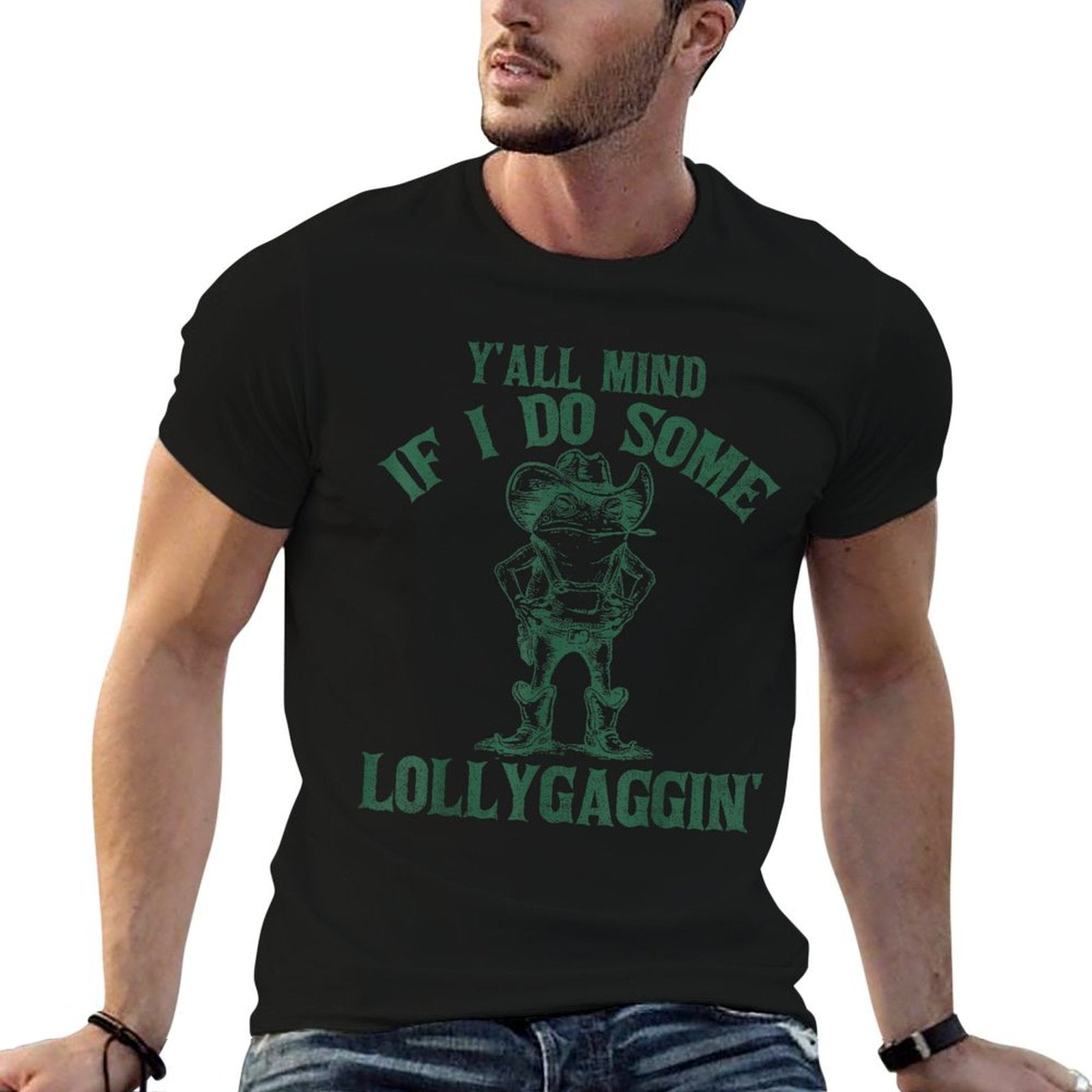 Yall Mind If I Do Some Lollygaggin Funny Cowboy Frog  Trendy Pattern T-Shirt