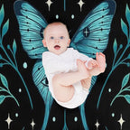 Mystical Moon Moth - Turquoise Eco-conscious Throw Blanket