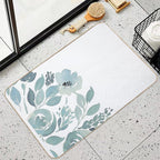 Pastel Green And White Rose Flower Watercolor Floral Bloom Spring Pattern  Multi-Purpose Bath Mat