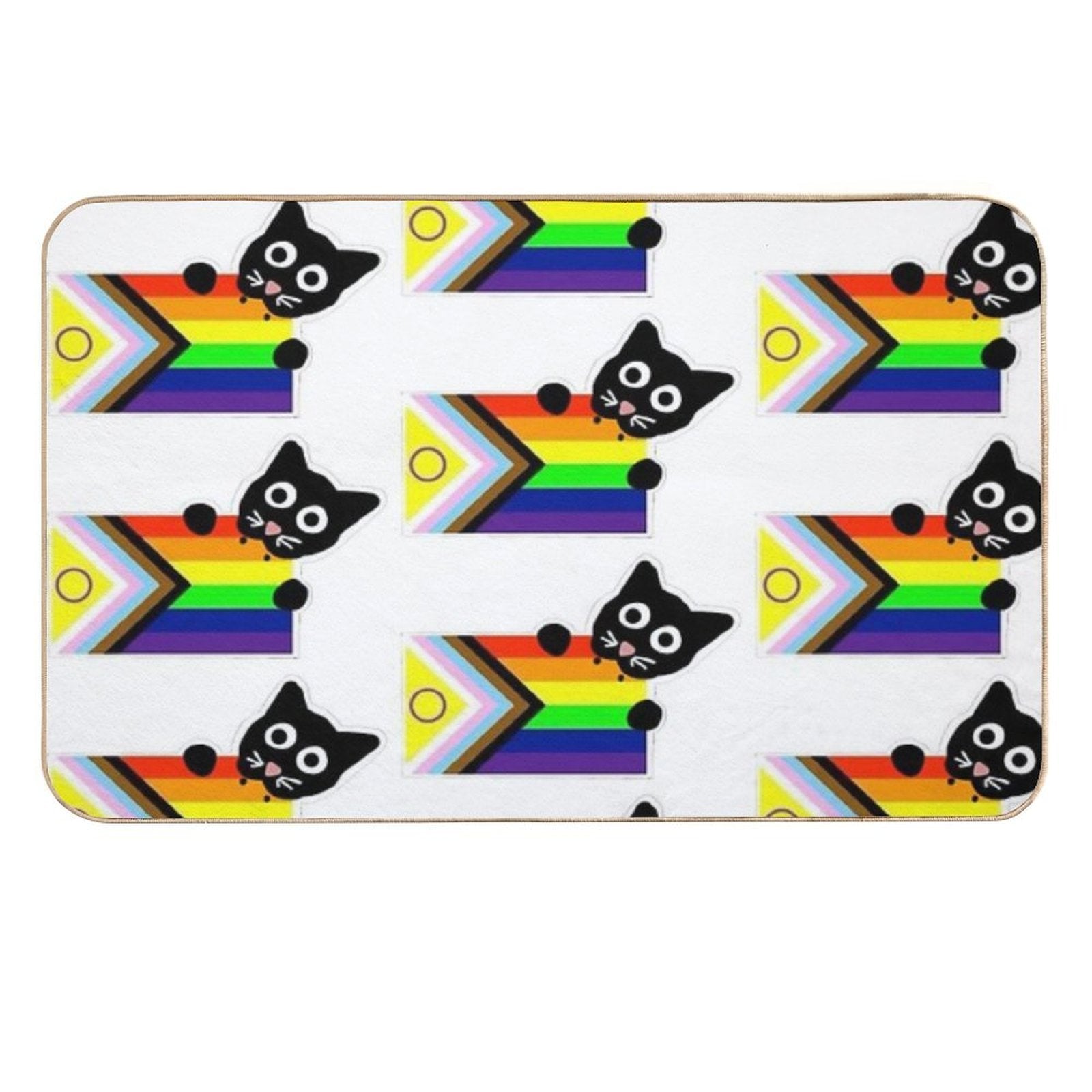 Biting Kitty Progress Pride Flag  Odorless Bath Mat