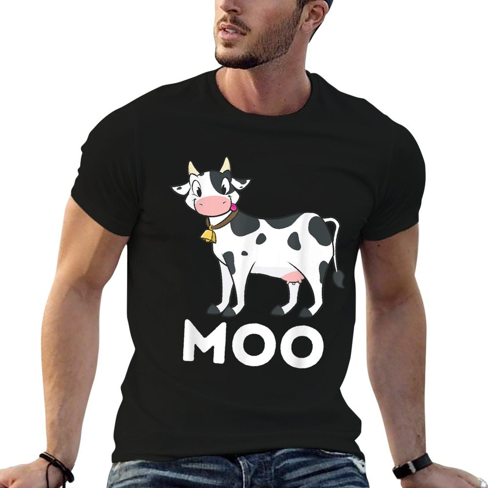 Moo - Funny Cow Lover Famer Cattle Ranch Dairy Farming  High-quality Stitching T-Shirt
