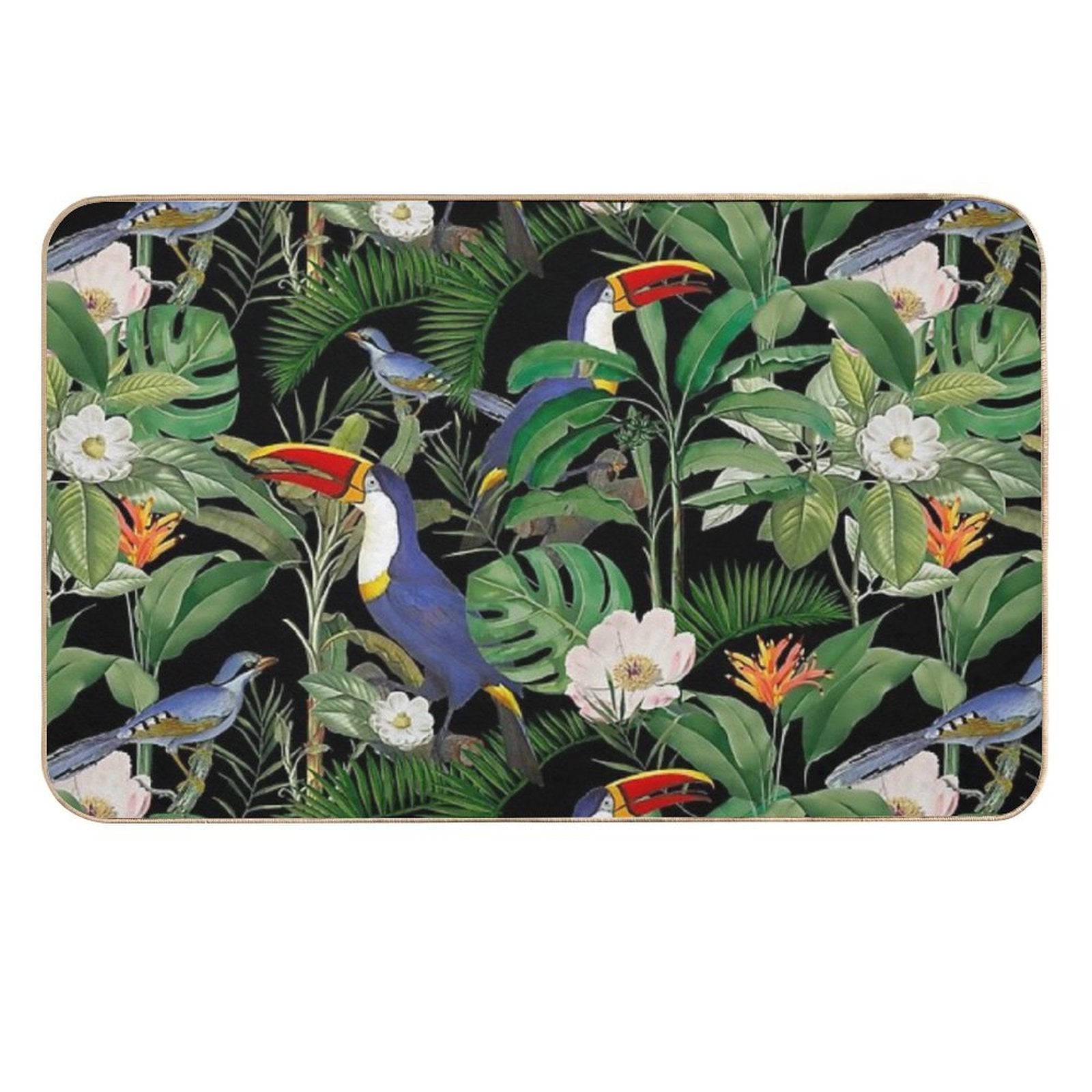 Tropical Jungle Toucans  Easy To Clean Bath Mat