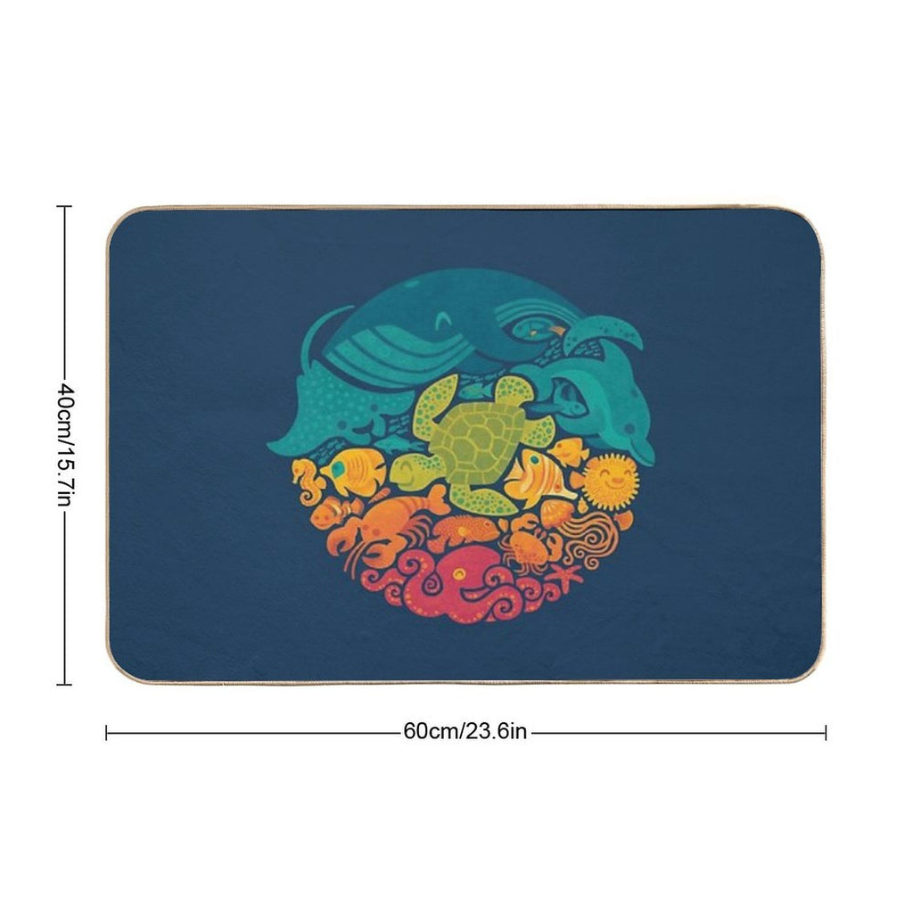 Aquatic Rainbow  Fade-Resistant Bath Mat
