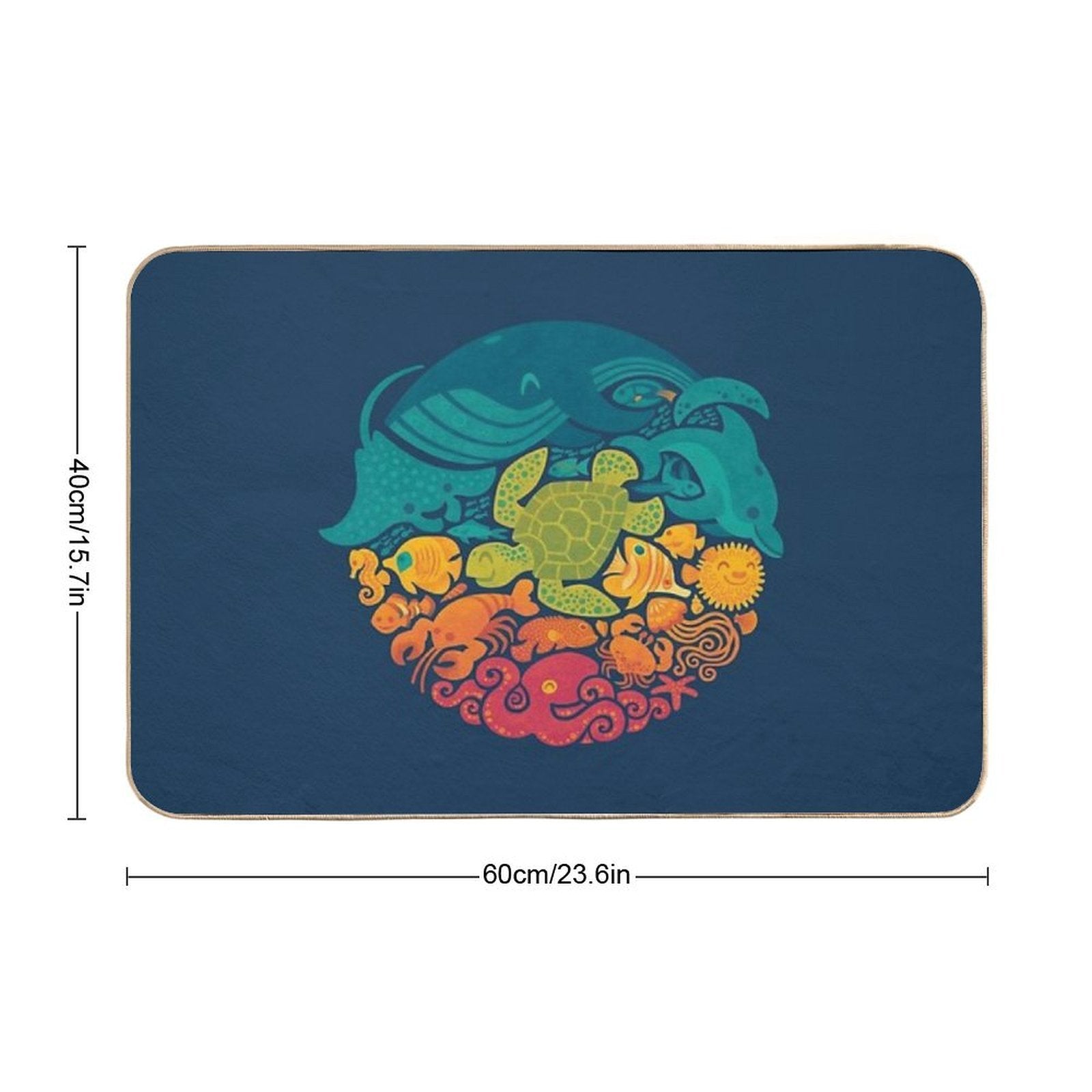 Aquatic Rainbow  Fade-Resistant Bath Mat
