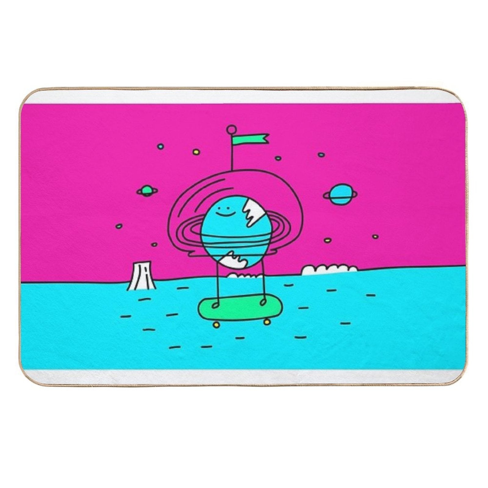 Surreal Planet - Cute Bright Solar System Earth  Toxin-Free Bath Mat