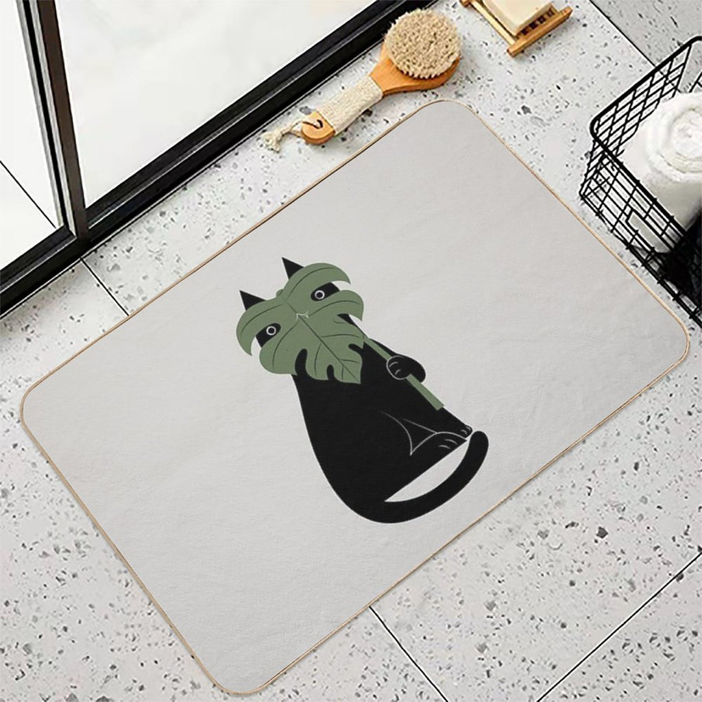 Cat And Plant 14 Monster-a  Slip-Resistant Bath Mat
