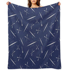 Rowing Club Navy Blue And White Scull Pattern Sustainable Throw Blanket