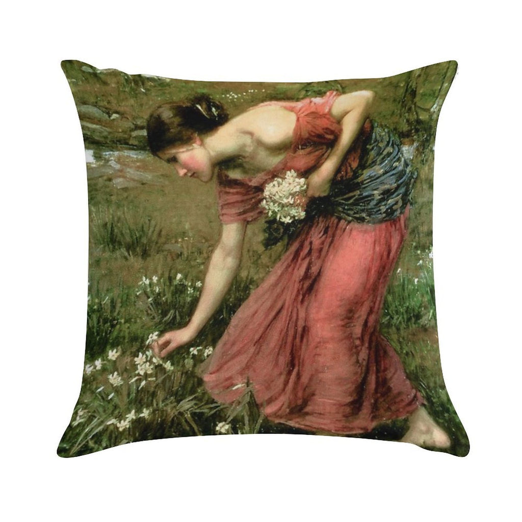 Narcissus - John William Waterhouse Soft Decorative Cover Throw Pillow